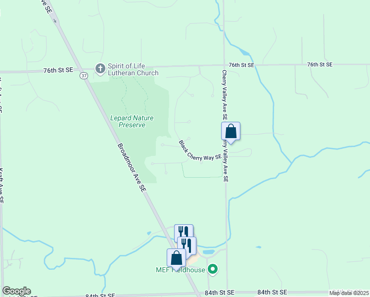 map of restaurants, bars, coffee shops, grocery stores, and more near 6260 Red Ash Court in Caledonia