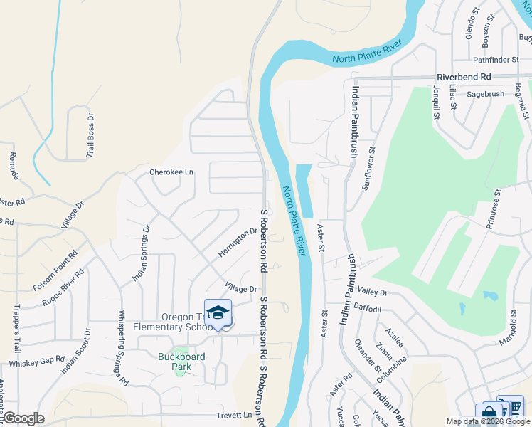map of restaurants, bars, coffee shops, grocery stores, and more near 2805 South Robertson Road in Casper