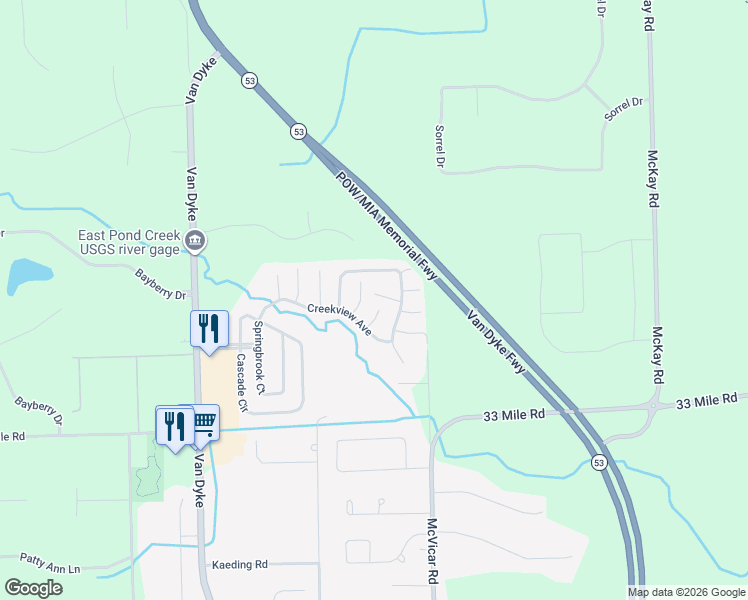 map of restaurants, bars, coffee shops, grocery stores, and more near 12374 Saint Michel Avenue in Romeo