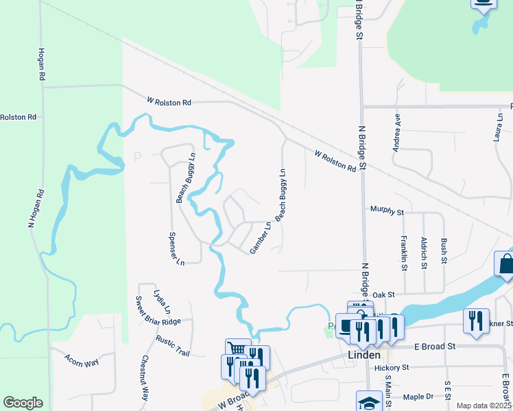 map of restaurants, bars, coffee shops, grocery stores, and more near 793 Webber Court in Linden