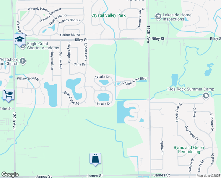 map of restaurants, bars, coffee shops, grocery stores, and more near 2926 Redbird Court in Holland
