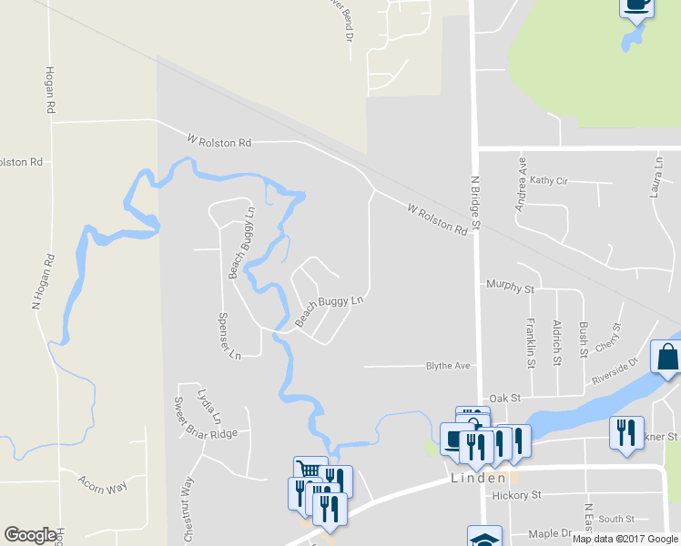 map of restaurants, bars, coffee shops, grocery stores, and more near 793 Webber Court in Linden