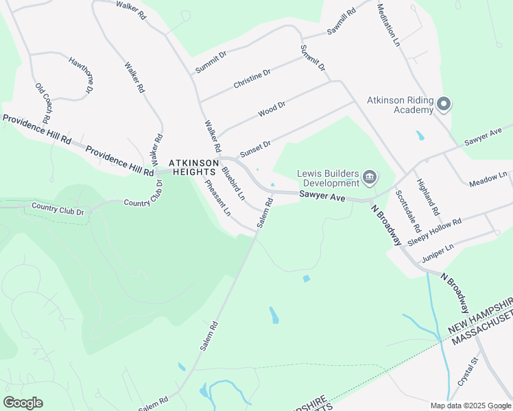 map of restaurants, bars, coffee shops, grocery stores, and more near 11 Bluebird Lane in Atkinson