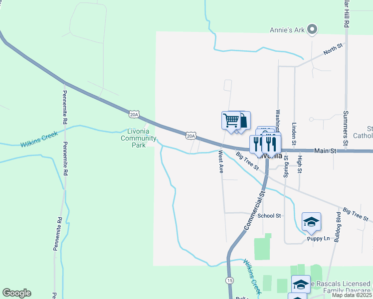 map of restaurants, bars, coffee shops, grocery stores, and more near 1201 Lake Glen Drive in Livonia