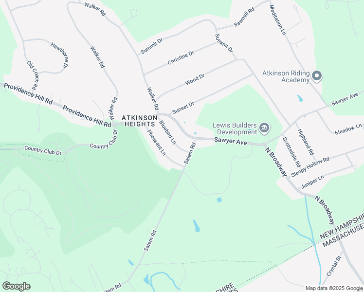 map of restaurants, bars, coffee shops, grocery stores, and more near 11 Bluebird Lane in Atkinson