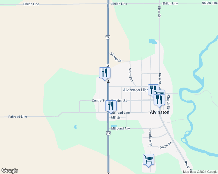 map of restaurants, bars, coffee shops, grocery stores, and more near in Lambton County
