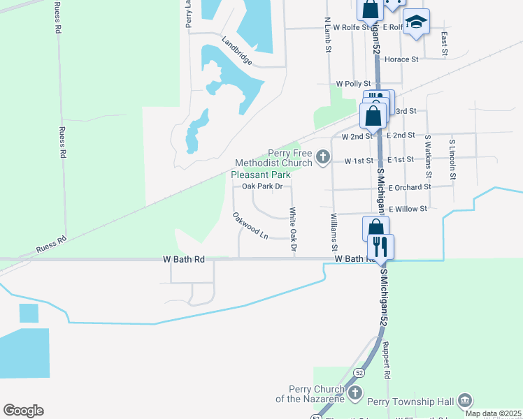 map of restaurants, bars, coffee shops, grocery stores, and more near 324 Scarlett Oak Lane in Perry