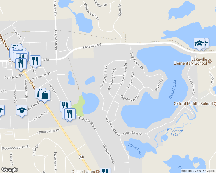 map of restaurants, bars, coffee shops, grocery stores, and more near 751 Woodleigh Way in Oakland County