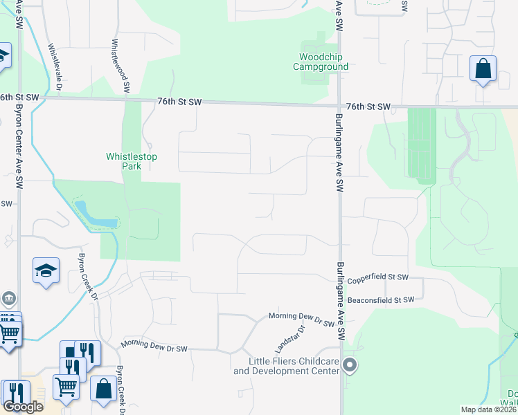 map of restaurants, bars, coffee shops, grocery stores, and more near 7857 Chelmsford Drive in Byron Center