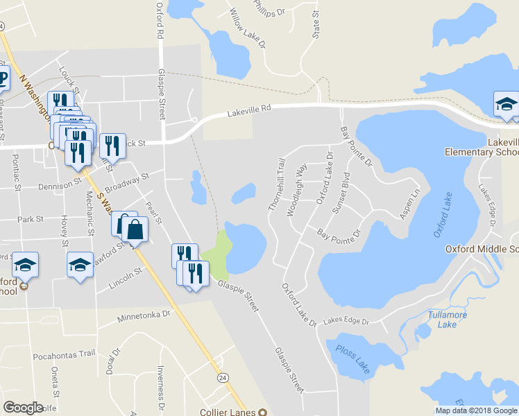 map of restaurants, bars, coffee shops, grocery stores, and more near 515 Thornehill Trail in Oakland County