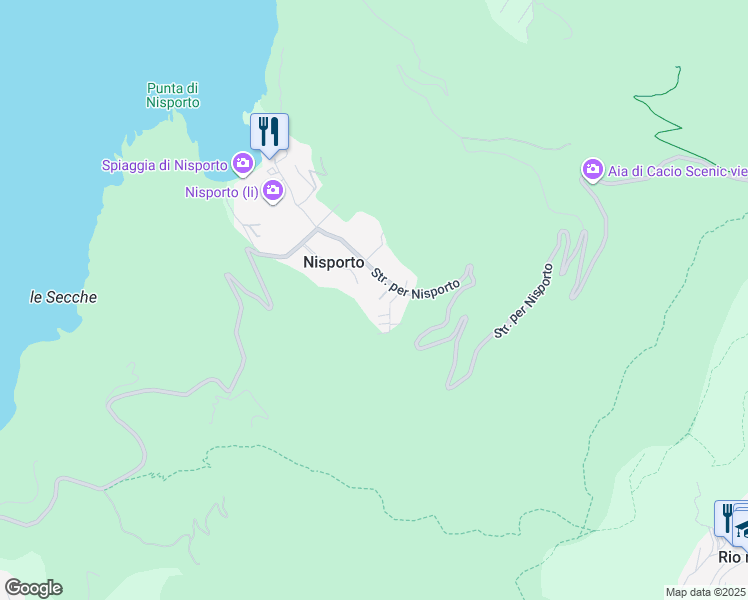 map of restaurants, bars, coffee shops, grocery stores, and more near 35 Strada per Nisporto in Nisporto