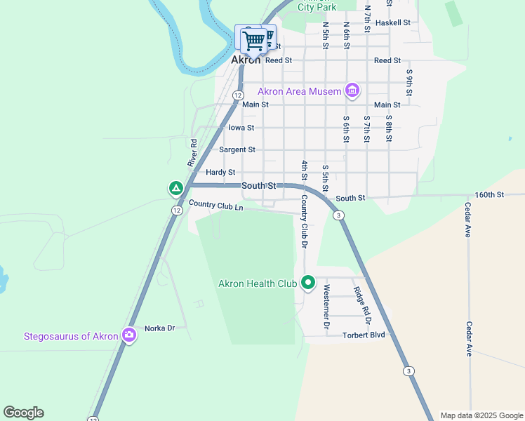 map of restaurants, bars, coffee shops, grocery stores, and more near 201 Country Club Lane in Akron