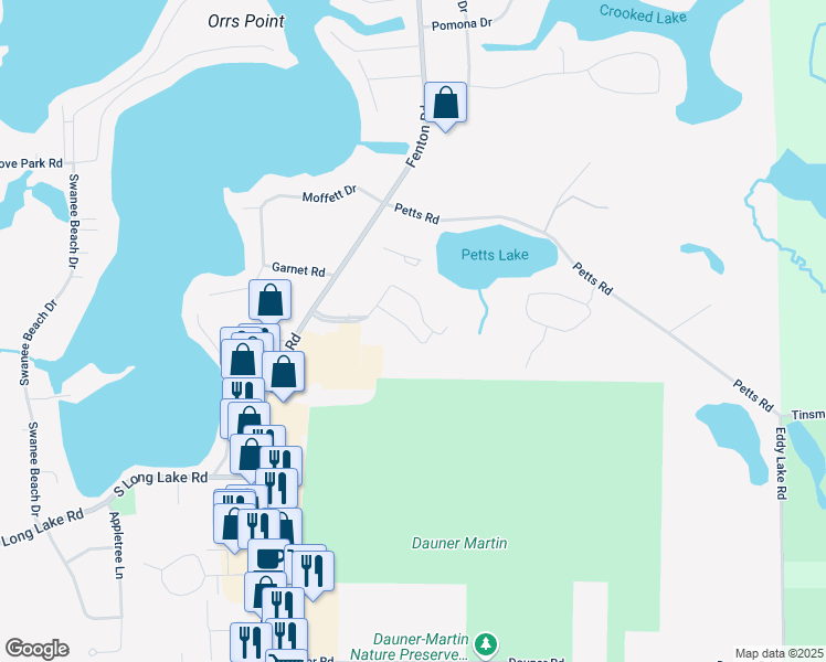 map of restaurants, bars, coffee shops, grocery stores, and more near 1500 North Towne Commons Boulevard in Fenton