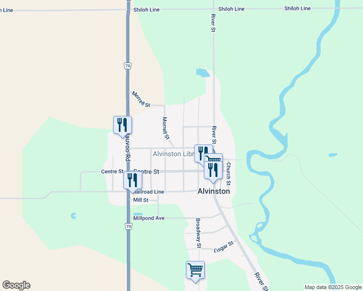 map of restaurants, bars, coffee shops, grocery stores, and more near 3259 Walnut Street in Alvinston