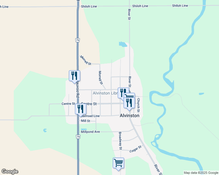 map of restaurants, bars, coffee shops, grocery stores, and more near 3259 Walnut Street in Alvinston
