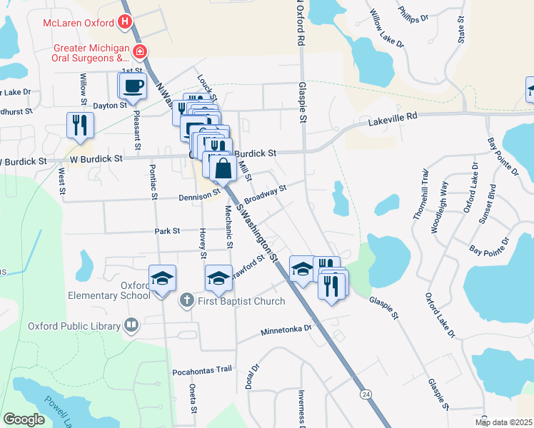 map of restaurants, bars, coffee shops, grocery stores, and more near 15 Ensley Street in Oakland County