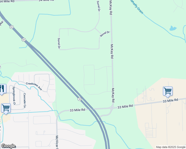 map of restaurants, bars, coffee shops, grocery stores, and more near 71621 Dolores Drive in Macomb County