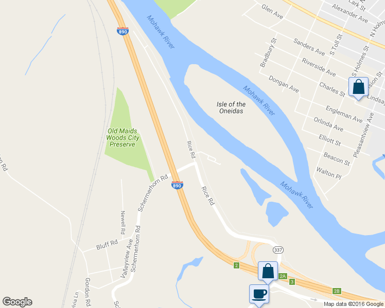 map of restaurants, bars, coffee shops, grocery stores, and more near Rice Road in Schenectady