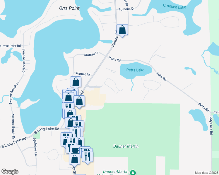 map of restaurants, bars, coffee shops, grocery stores, and more near 1500 North Towne Commons Boulevard in Fenton
