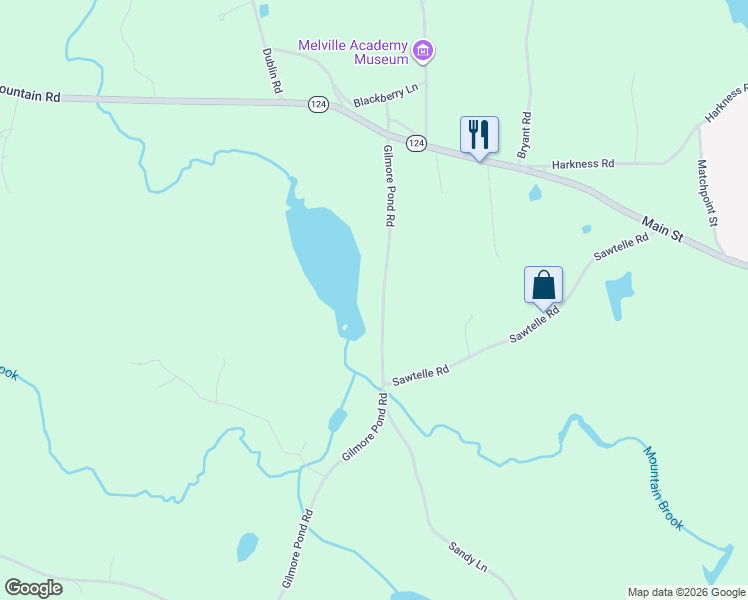 map of restaurants, bars, coffee shops, grocery stores, and more near 715 Gilmore Pond Road in Jaffrey