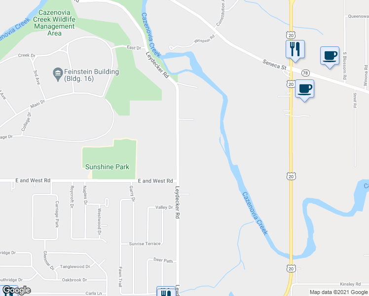 map of restaurants, bars, coffee shops, grocery stores, and more near 399 Leydecker Road in Buffalo