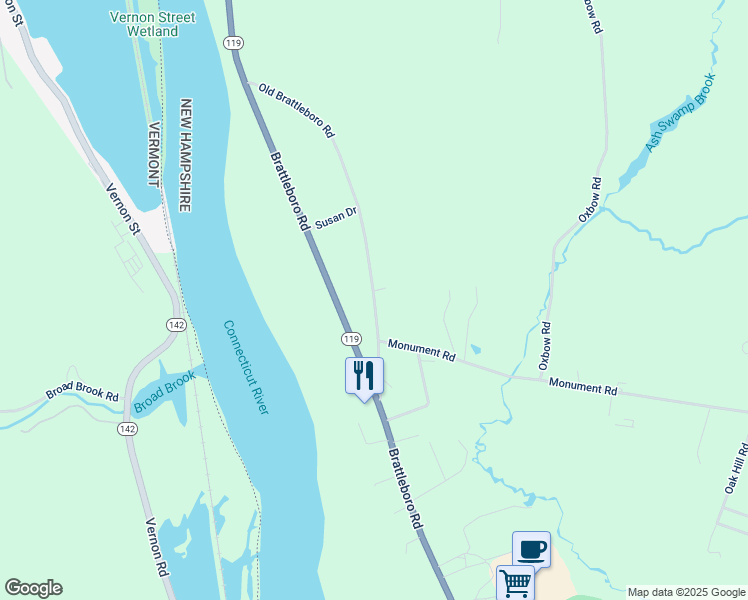 map of restaurants, bars, coffee shops, grocery stores, and more near 35 Old Brattleboro Road in Hinsdale