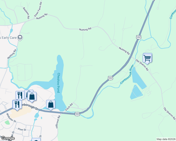 map of restaurants, bars, coffee shops, grocery stores, and more near 88 Fitch Road in Jaffrey