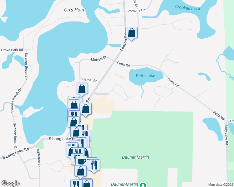 map of restaurants, bars, coffee shops, grocery stores, and more near 1500 North Towne Commons Boulevard in Fenton