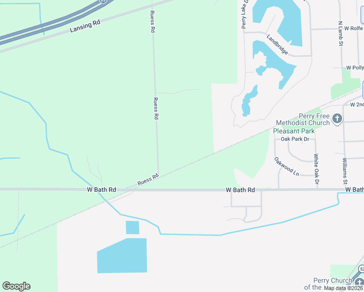 map of restaurants, bars, coffee shops, grocery stores, and more near 11585-11947 Ruess Road in Perry