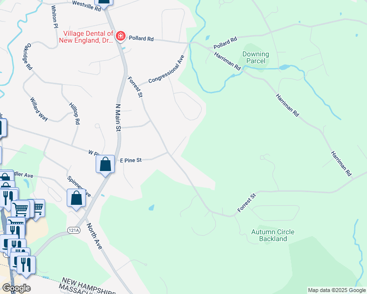 map of restaurants, bars, coffee shops, grocery stores, and more near 3 Buttonwood Farm Road in Plaistow