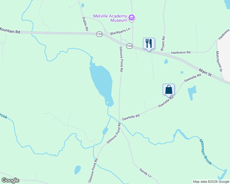 map of restaurants, bars, coffee shops, grocery stores, and more near 715 Gilmore Pond Road in Jaffrey