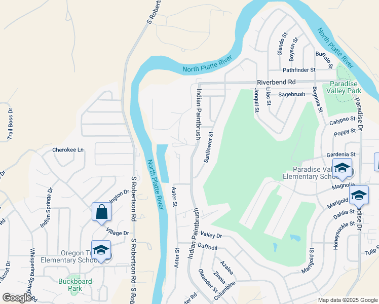 map of restaurants, bars, coffee shops, grocery stores, and more near Yarrow Rd in Casper