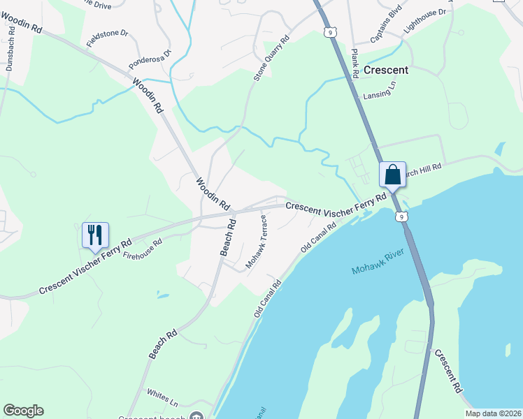 map of restaurants, bars, coffee shops, grocery stores, and more near 1400 Crescent Road in Saratoga County