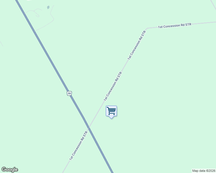 map of restaurants, bars, coffee shops, grocery stores, and more near 1225 1st Concession Road STR in Courtland