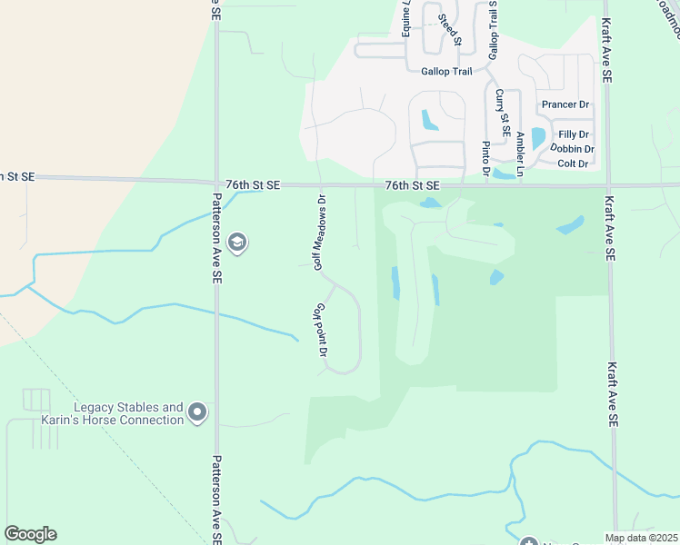 map of restaurants, bars, coffee shops, grocery stores, and more near 7770 Golf Meadows Drive in Caledonia
