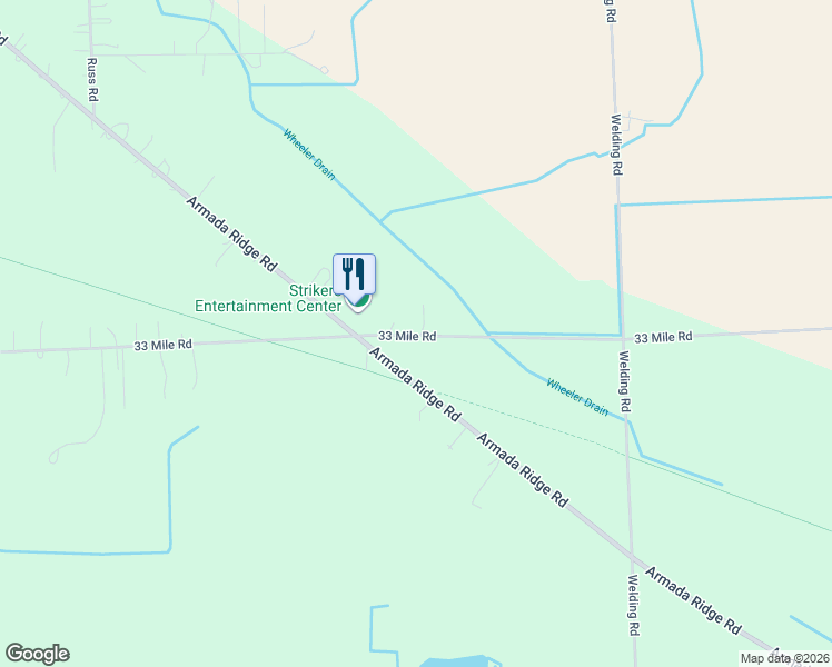 map of restaurants, bars, coffee shops, grocery stores, and more near 31249 33 Mile Road in Richmond