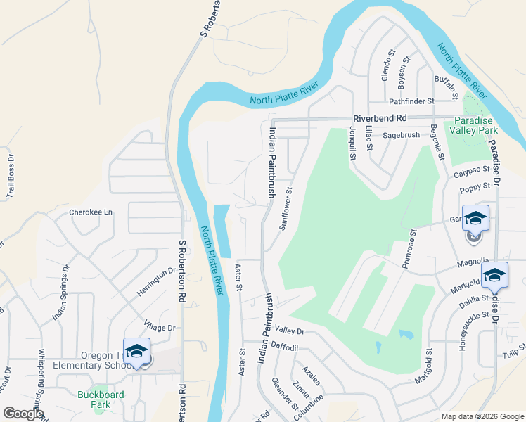 map of restaurants, bars, coffee shops, grocery stores, and more near 196 Indian Paintbrush in Casper