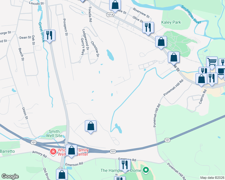 map of restaurants, bars, coffee shops, grocery stores, and more near 96 Powers Street in Milford