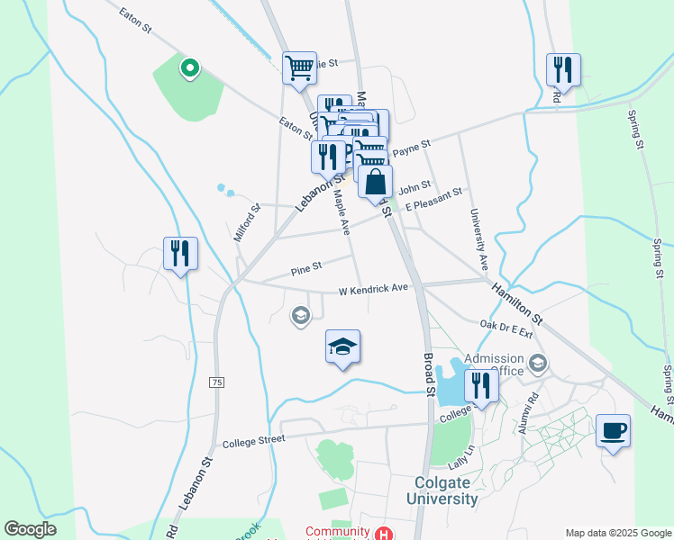map of restaurants, bars, coffee shops, grocery stores, and more near 5 Pine St in Hamilton