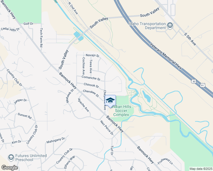 map of restaurants, bars, coffee shops, grocery stores, and more near 520 Cheyenne Avenue in Pocatello