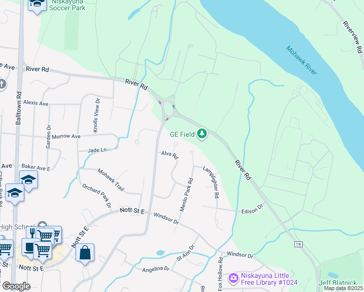 map of restaurants, bars, coffee shops, grocery stores, and more near 6 Dynamo Court in Schenectady County