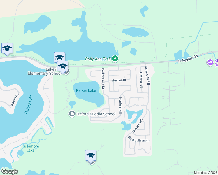map of restaurants, bars, coffee shops, grocery stores, and more near 182 Parker Lake Drive in Oakland County