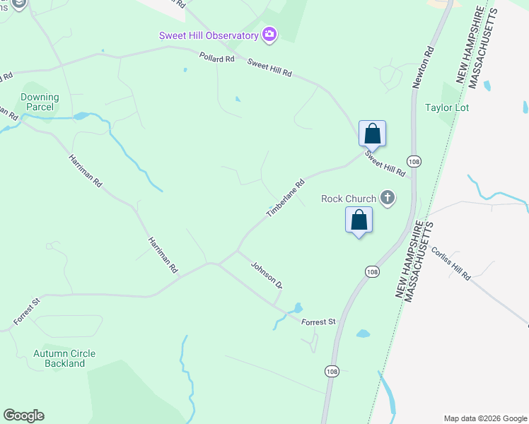 map of restaurants, bars, coffee shops, grocery stores, and more near 15 Timberlane Road in Plaistow
