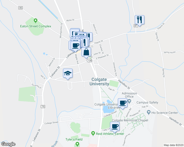 map of restaurants, bars, coffee shops, grocery stores, and more near 52 Broad Street in Hamilton