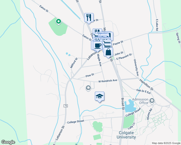 map of restaurants, bars, coffee shops, grocery stores, and more near 20 Pine Street in Hamilton
