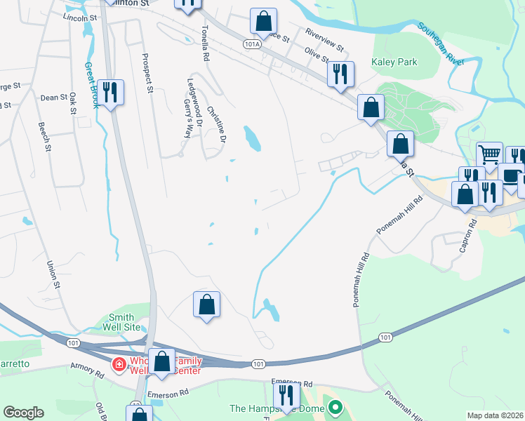 map of restaurants, bars, coffee shops, grocery stores, and more near 98 Powers Street in Milford