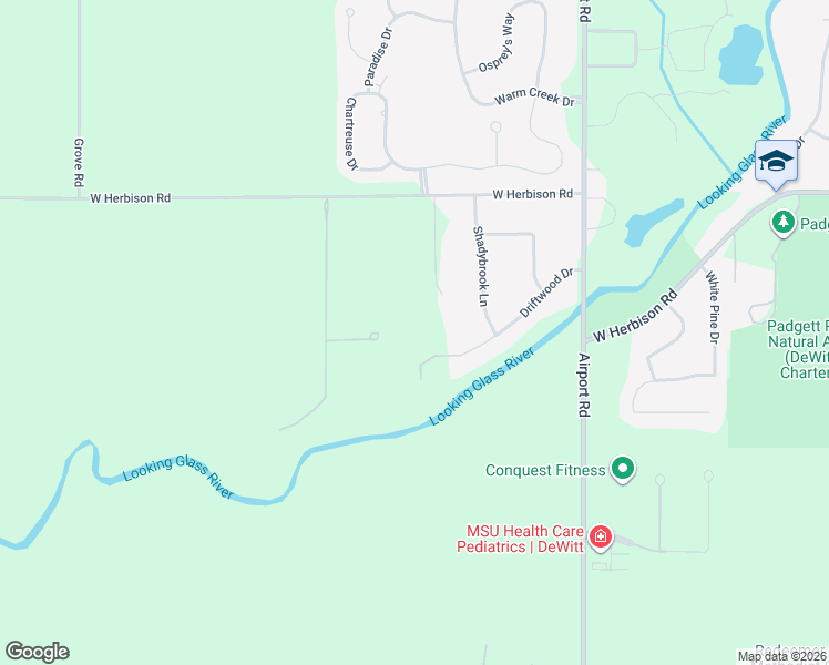 map of restaurants, bars, coffee shops, grocery stores, and more near 4234 Driftwood Drive in DeWitt