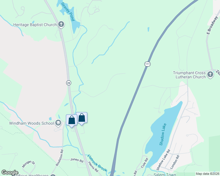 map of restaurants, bars, coffee shops, grocery stores, and more near 12 Aladdin Road in Windham