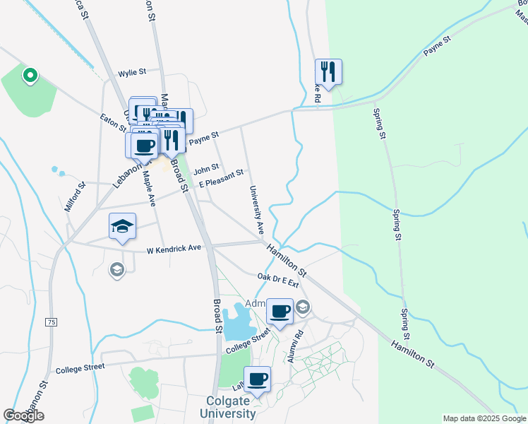 map of restaurants, bars, coffee shops, grocery stores, and more near 53 University Avenue in Hamilton