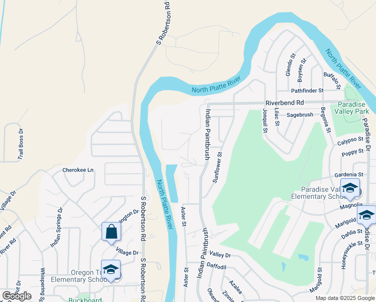 map of restaurants, bars, coffee shops, grocery stores, and more near Yarrow Road in Casper